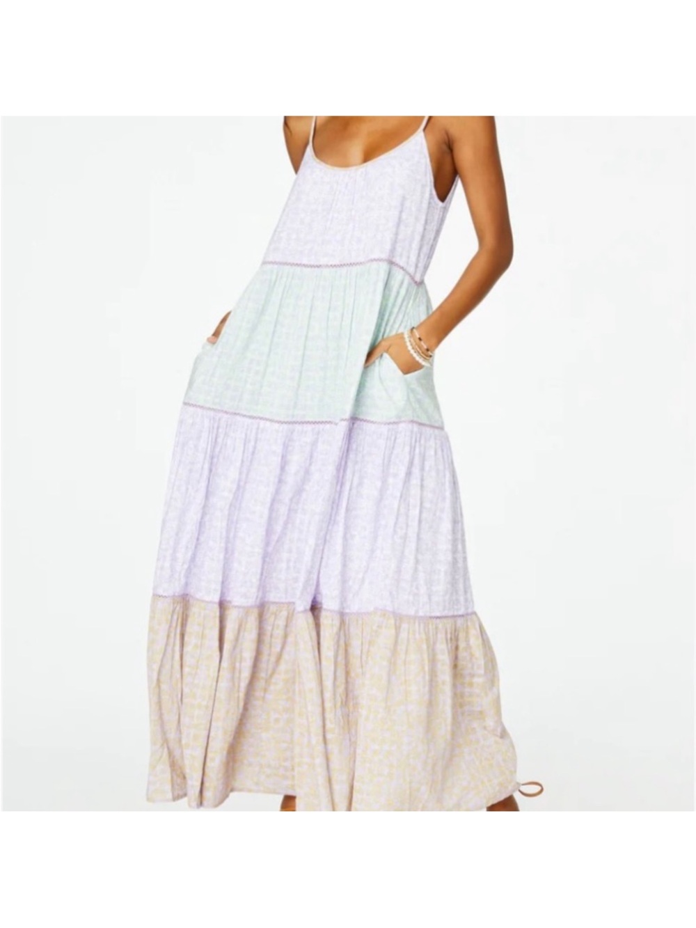 Anthropologie Roller Rabbit Isnay Dakota Lavender Tiered Maxi Dress Small
